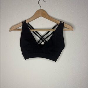 Alphalete Black Strappy Back Sports Bra Criss Cross Athletic